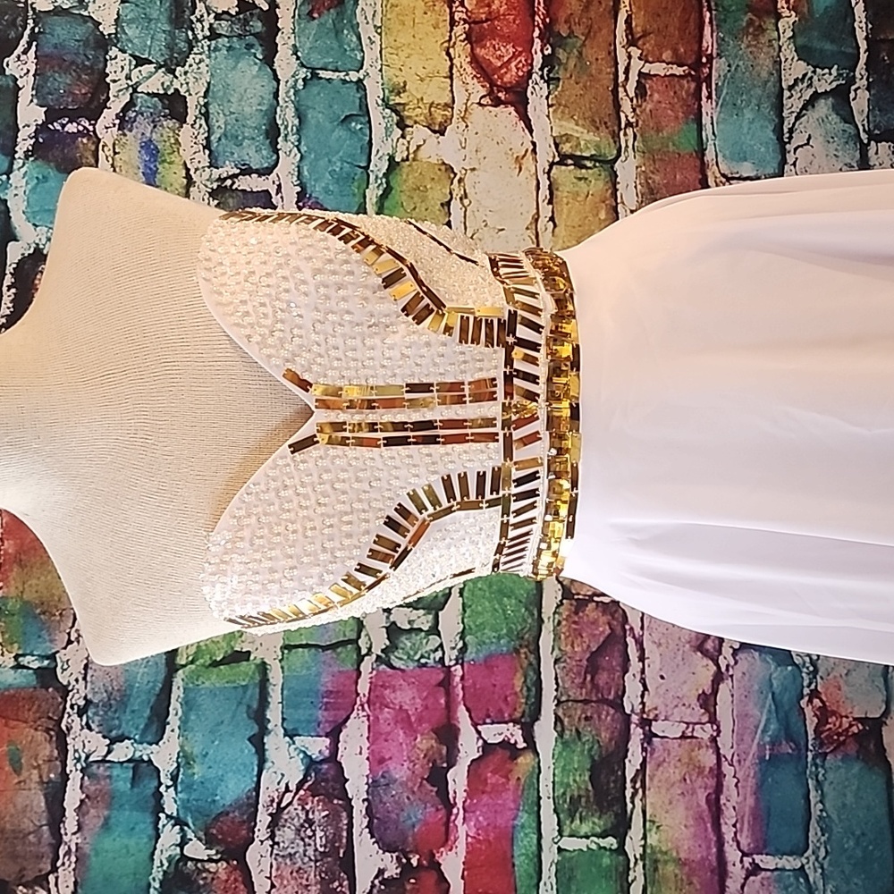 🔥Vintage Wedding Dress Beaded Empire Waist Golden Goddess AS IS